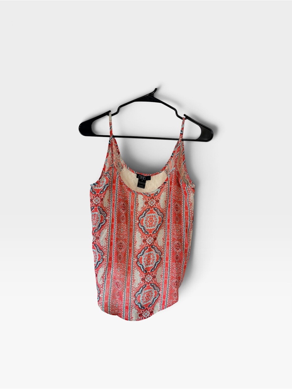 🧡Vintage Y2K DEB Medallion Print Lace-Back Camisole Tank Top